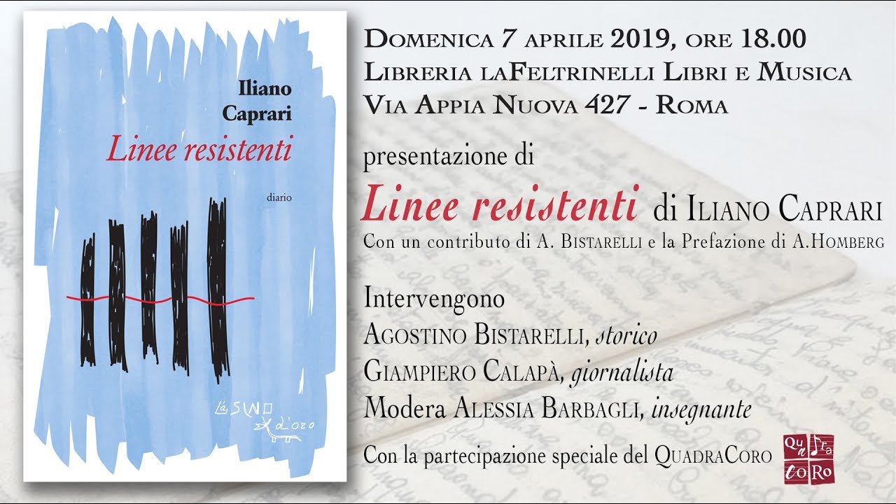 'Linee Resistenti' di Iliano Caprari con il QuadraCoro  - Feltrinelli Appia